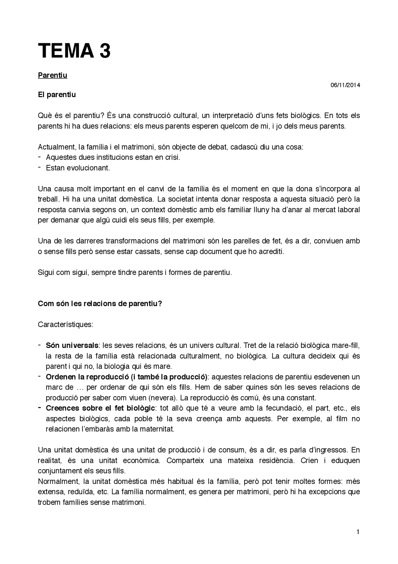 Parentiu El parentiu Què és el parentiu? És una co - Apuntes de ...