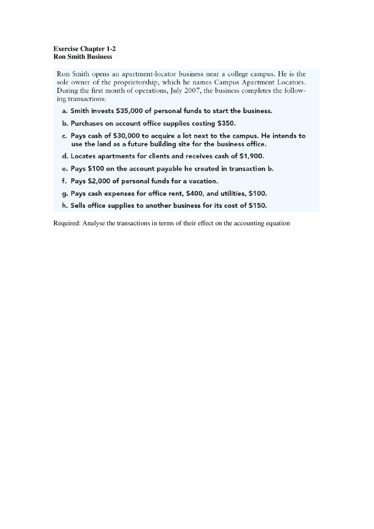 Extra Exercise accounting - Apuntes de Contabilidad - Docsity