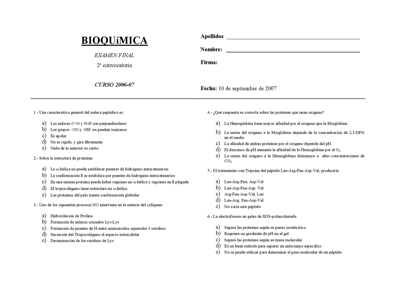 Banco De Preguntas De Bioquimica Con Respuestas