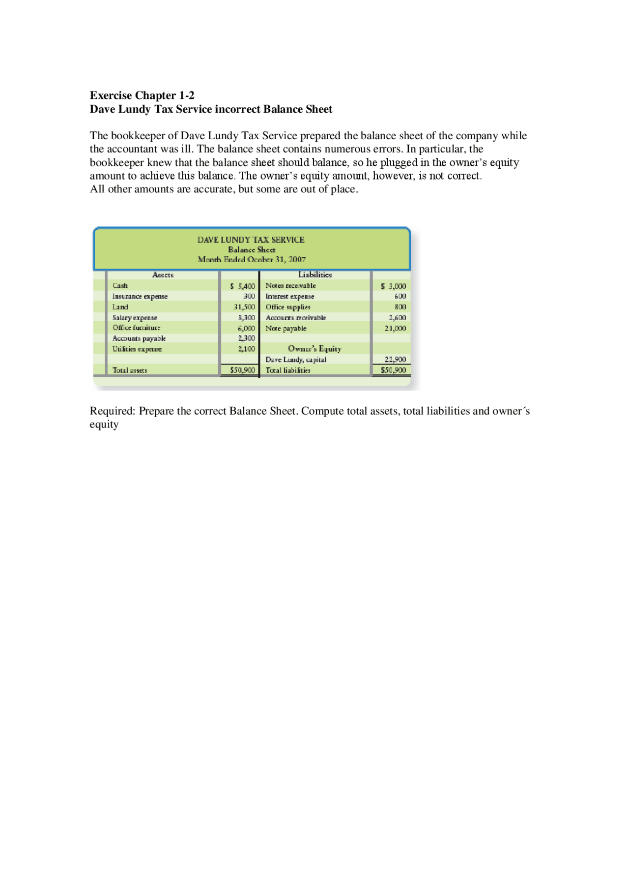 Extra Exercise Accounting - Apuntes de Contabilidad - Docsity