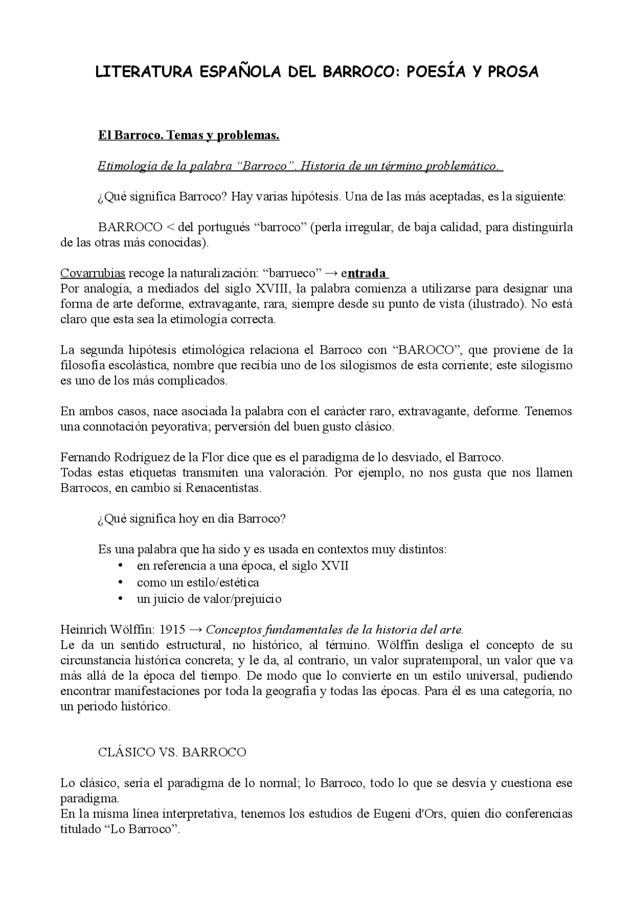 Apuntes De Barroco 2014 2015 Ub Apuntes De Filologia Hispanica Docsity