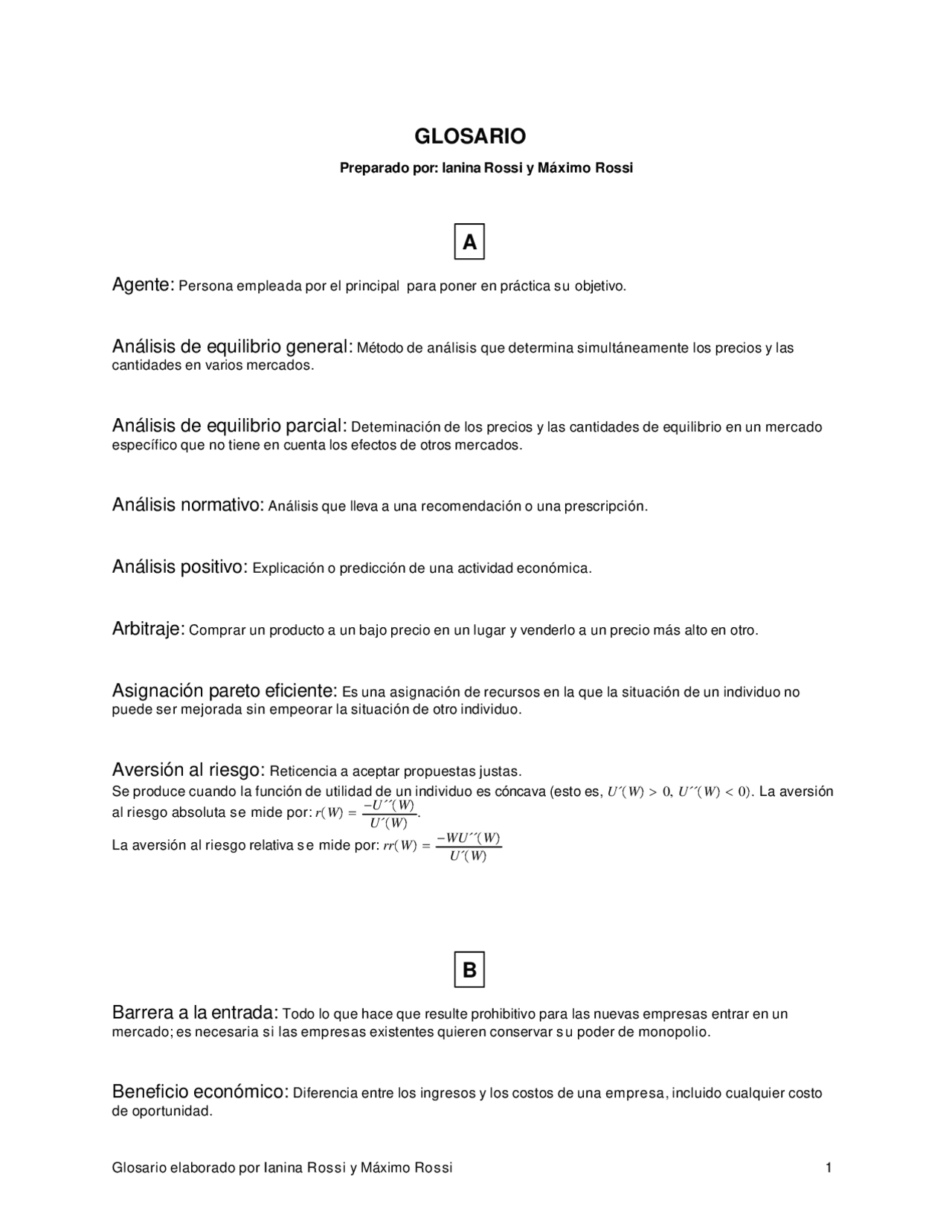 Vocabulario economico - Apuntes de Economía - Docsity