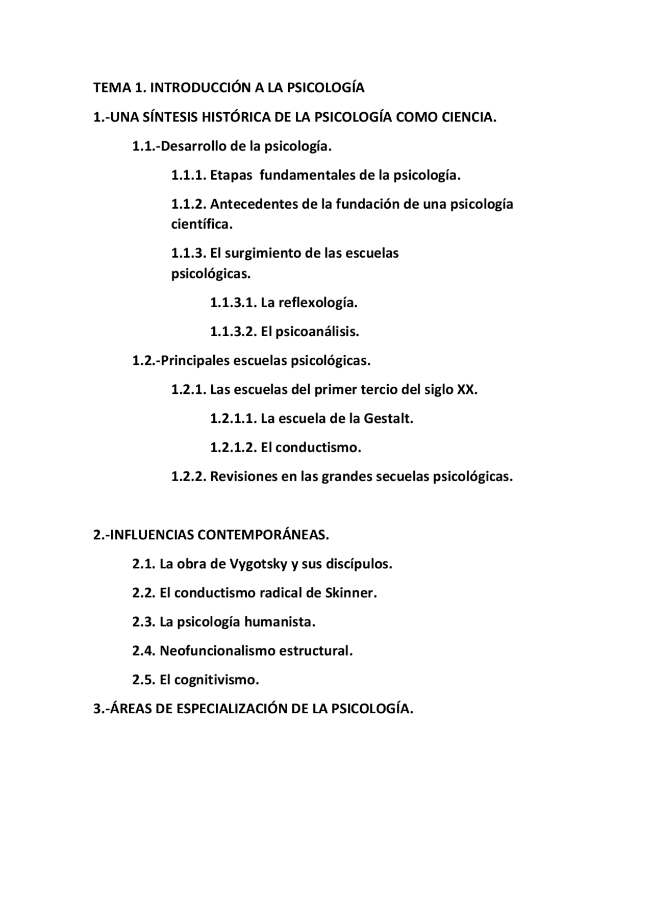 TEMA 1. INTRODUCCIÓN A LA PSICOLOGÍA 1.-UNA SÍNTESIS HIST - Apuntes de ...