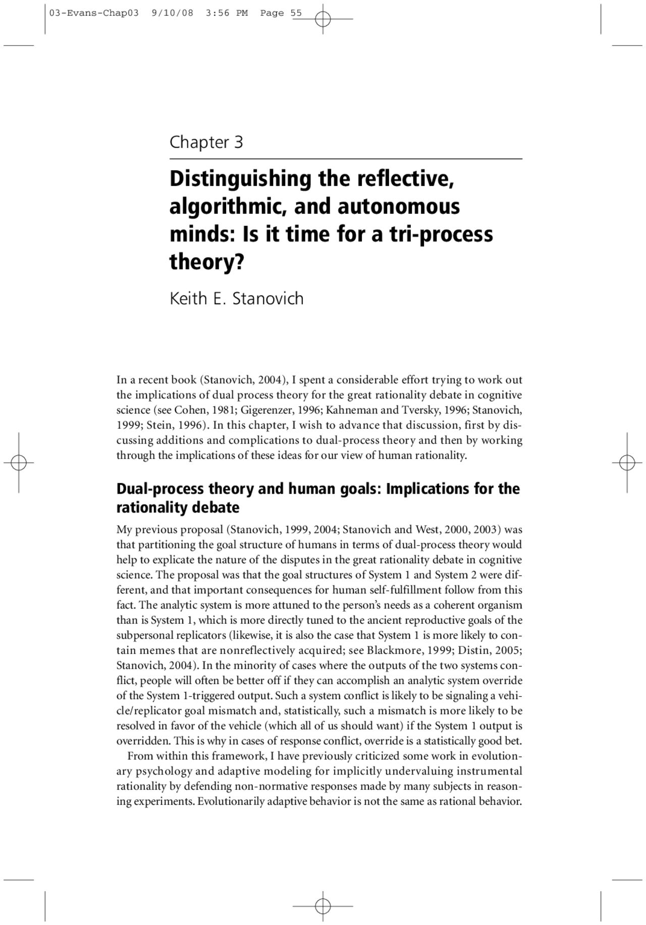 Distinguishing the reflective, algorithmic, and autonomous minds ...