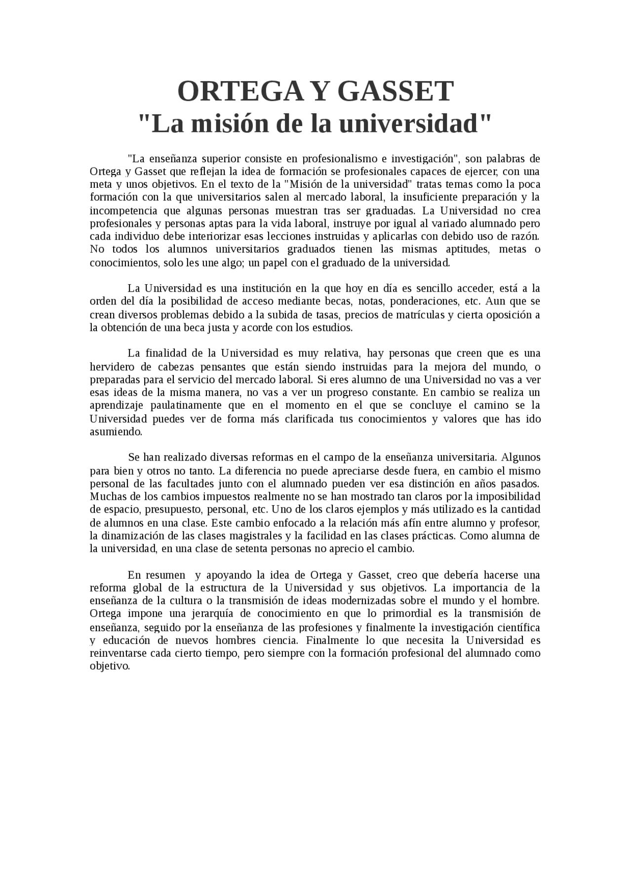 Ortega y Gasset "La misión de la universidad" - Apuntes de Psicología ...