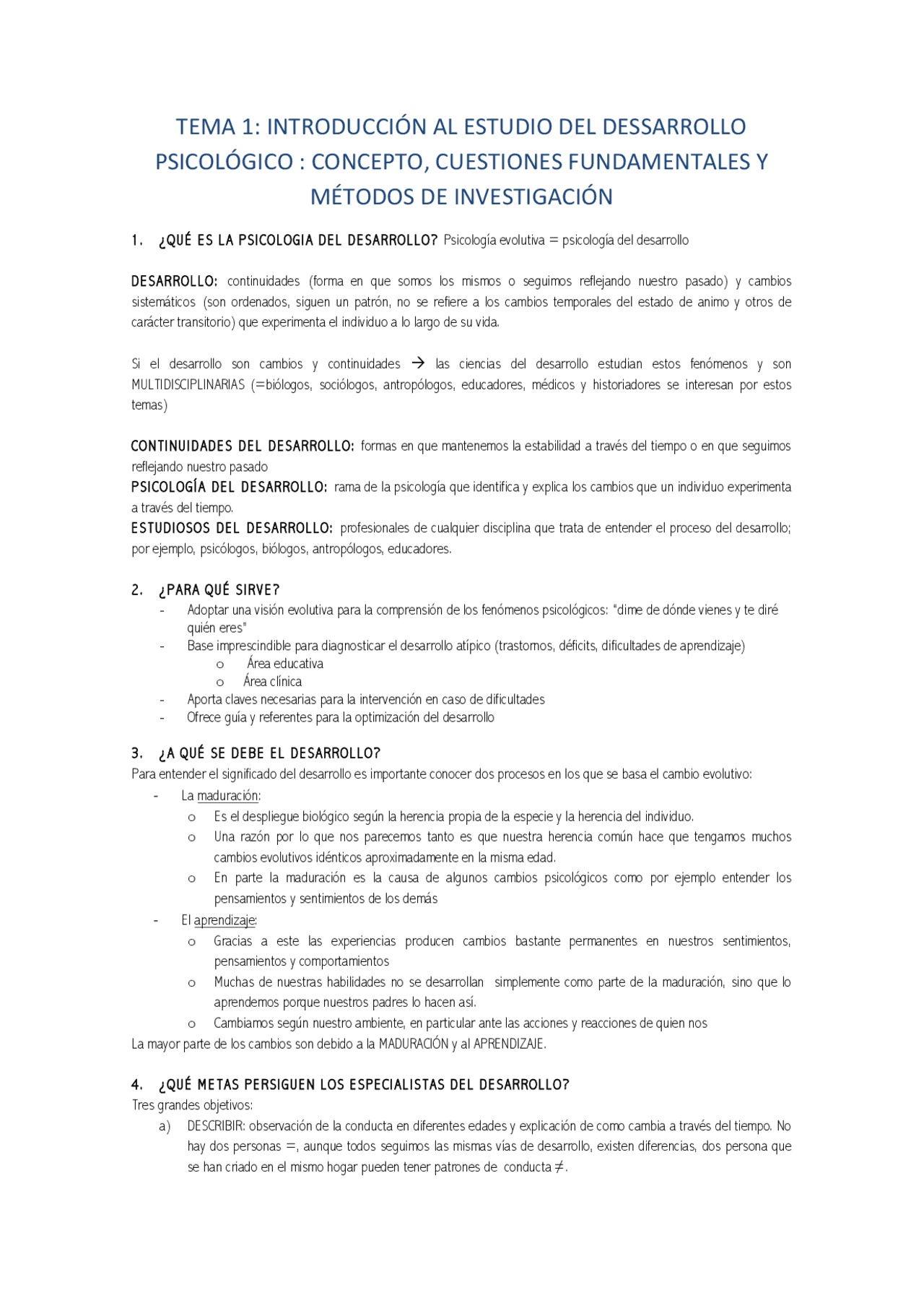 Dime De Donde Vienes Y Te Dire Quien Eres Letra Estudio del desarrollo psicologico - Apuntes de Psicología - Docsity