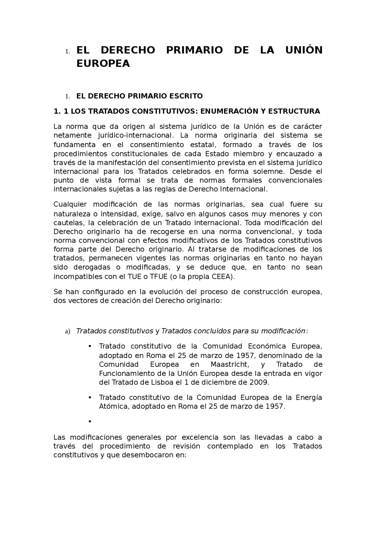 Derecho de la UE - Apuntes de Derecho de la Unión Europea - Docsity