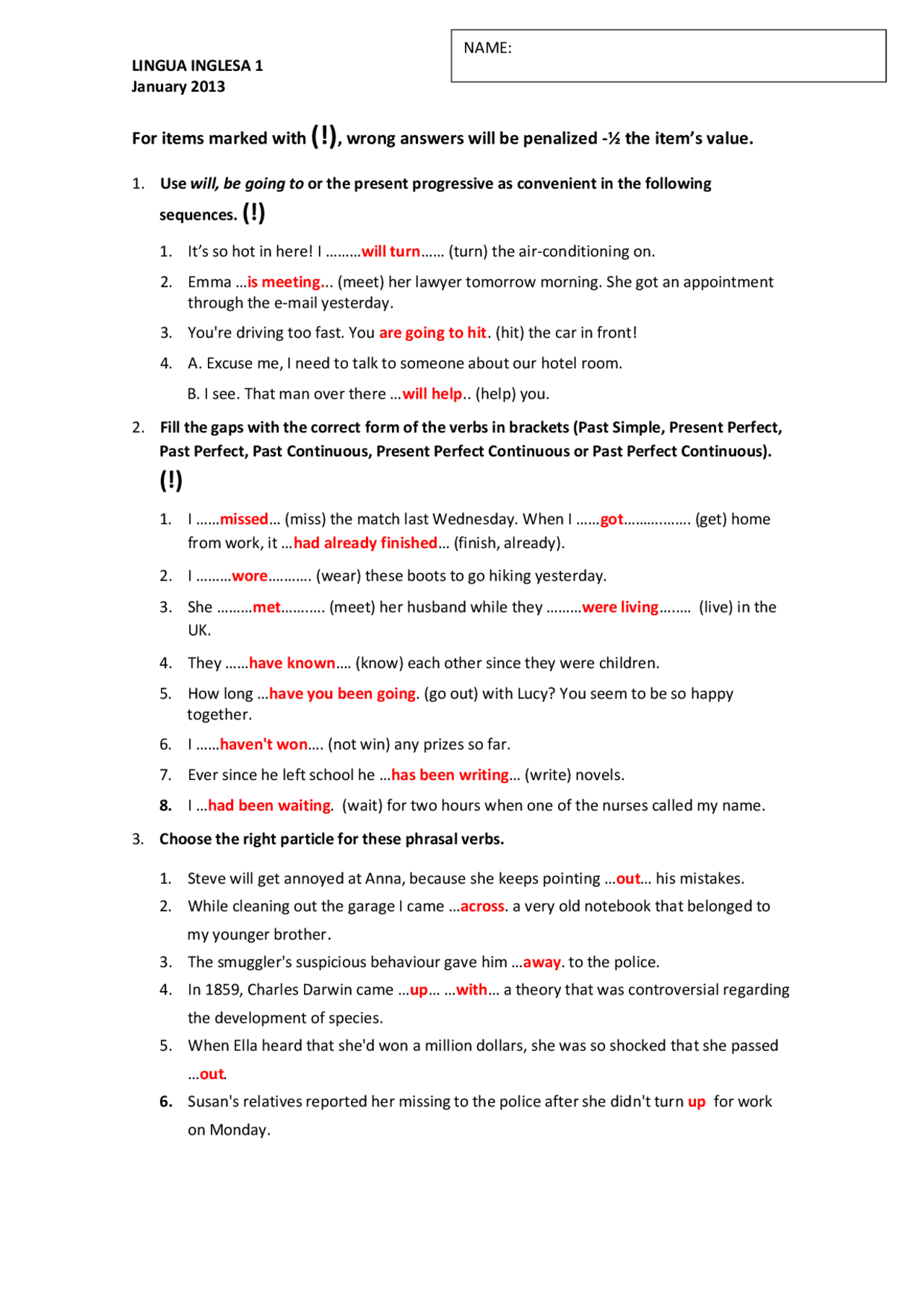 Ejercicios Inglés 3 Eso Pdf Con Soluciones Soluciones examen inglés 1 - Exámenes de Idioma Inglés - Docsity