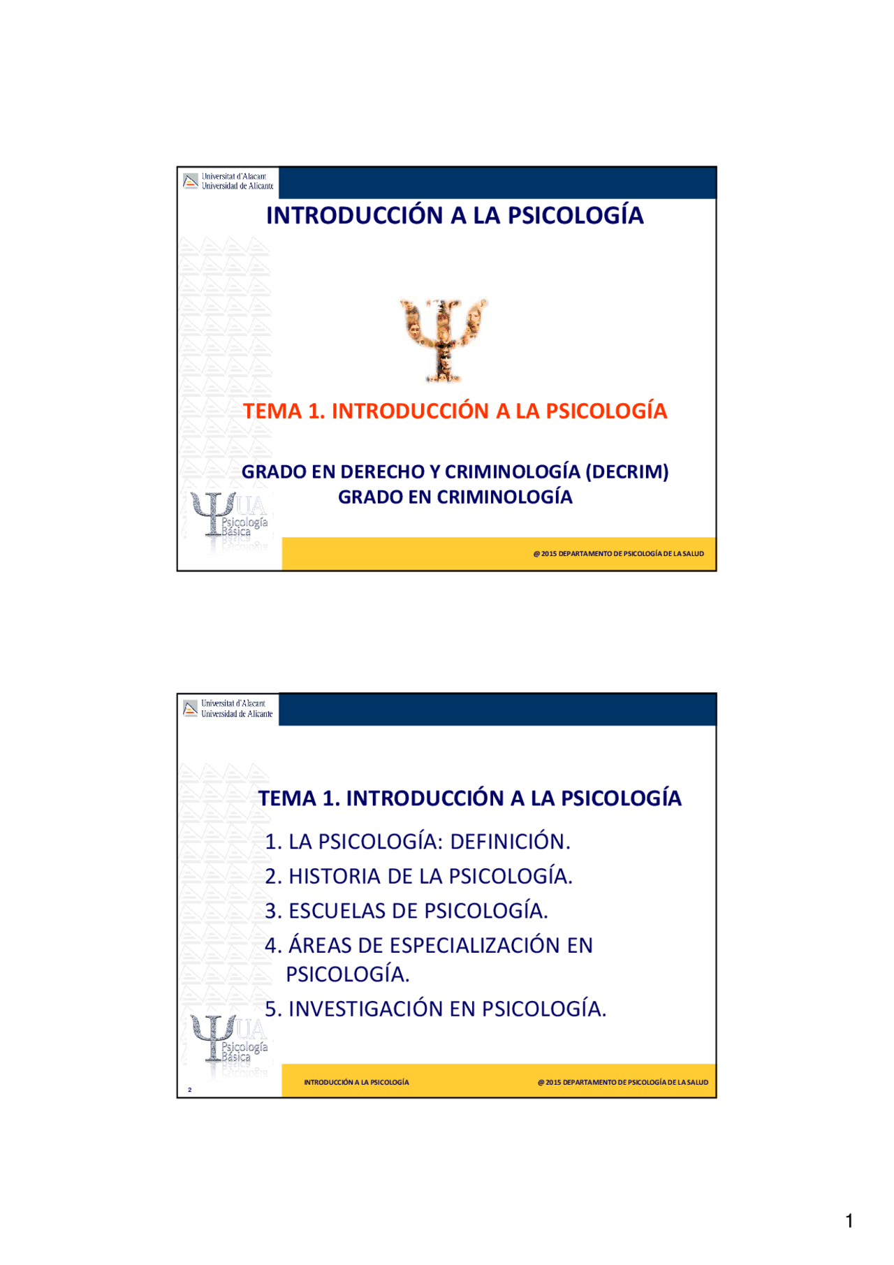 Tema 1 Introducción a la psicología. - Apuntes de Criminología - Docsity