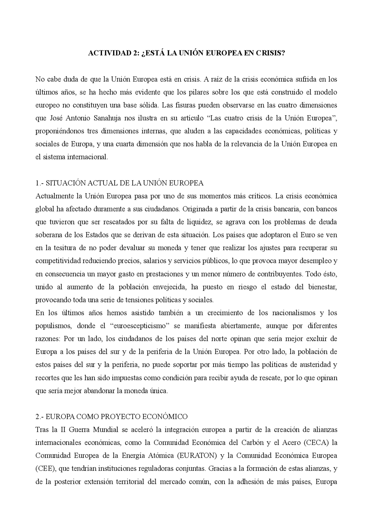 ACTIVIDAD 2 - LAS CUATRO CRISIS DE LA UNIÓN EUROPEA - Apuntes de ...