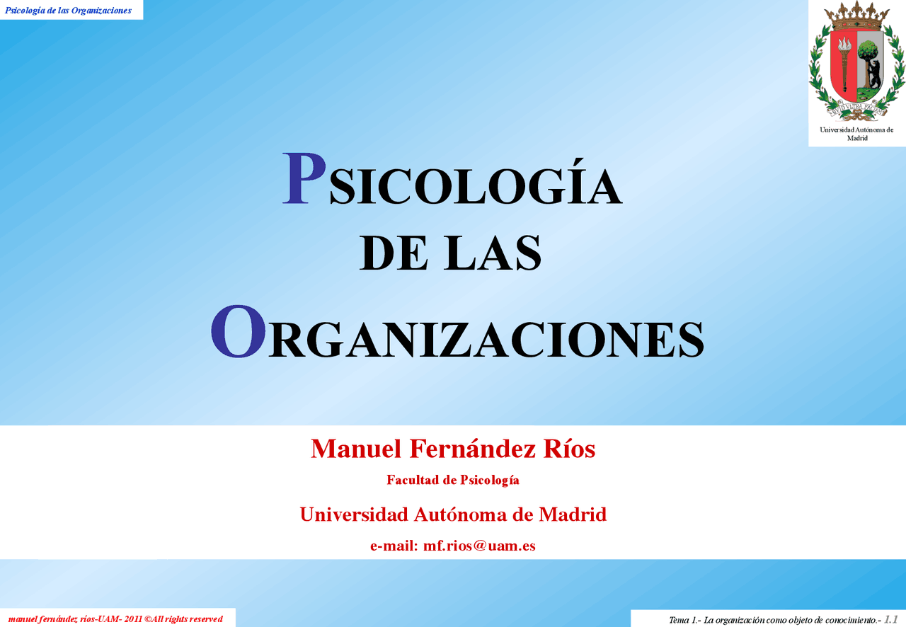 Psicología de las organizaciones - Apuntes de Psicología Industrial y