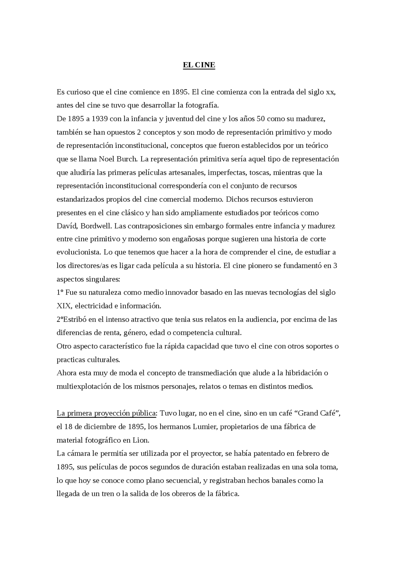EL CINE Es curioso que el cine comience en 1895. El cine comienza con la en Apuntes de EL CINE Es curioso que el cine comience en 1895. El cine comienza con la en Apuntes de