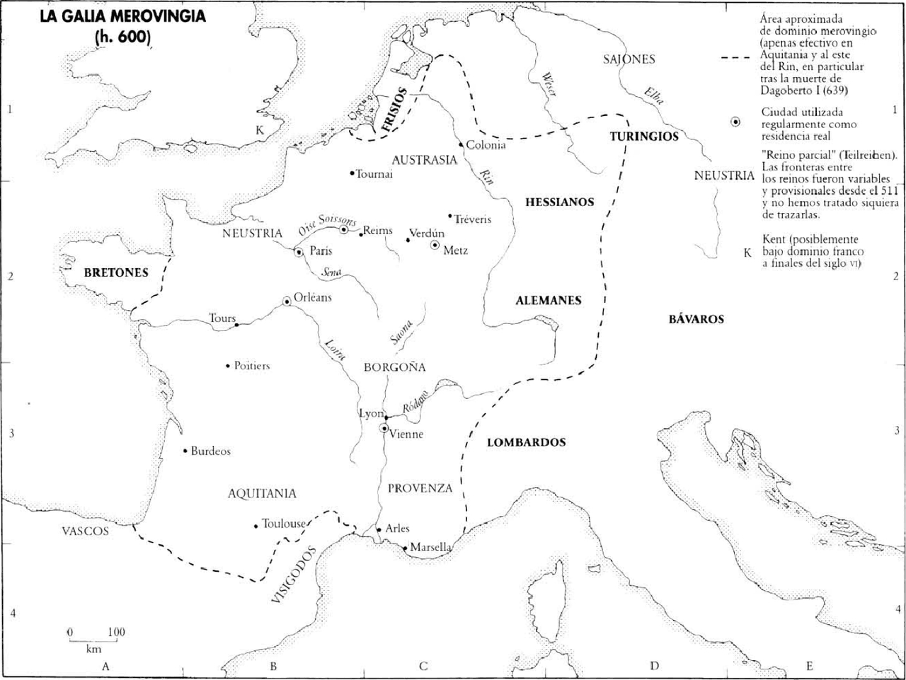 Mapa Galia merovingia - Apuntes de Historia de la Edad Media - Docsity