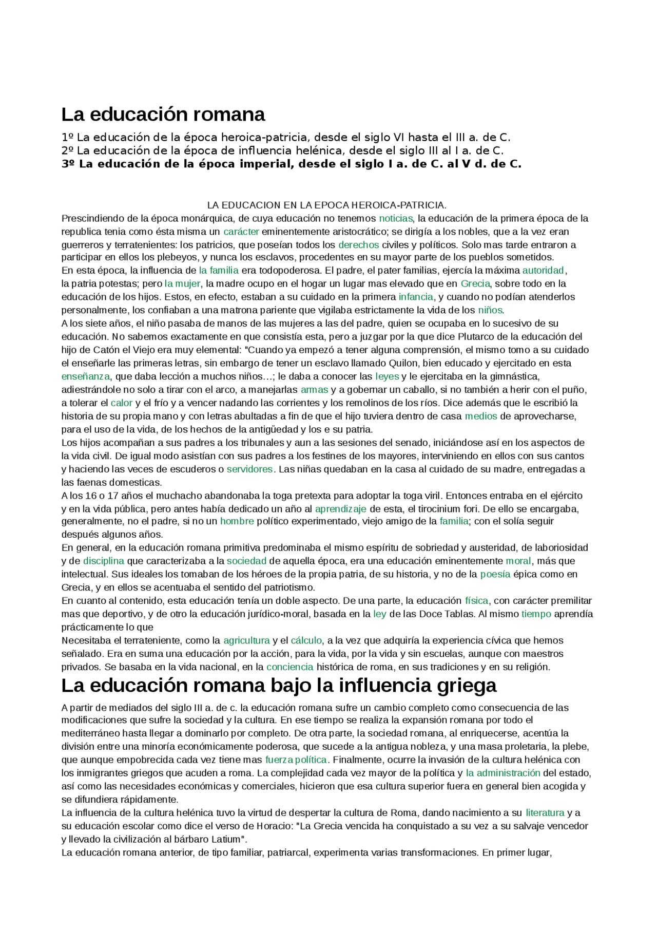 Historia de la educacion - Apuntes de Historia de la Educación - Docsity