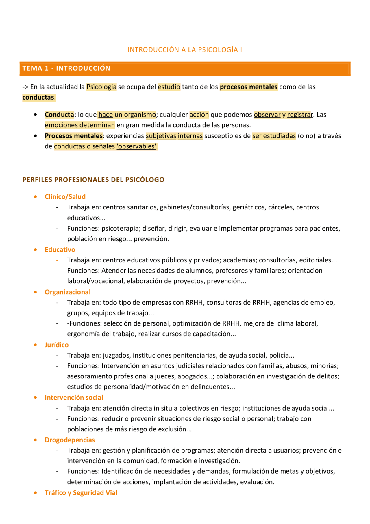 Teoría Bloque 1 - Introducción a la Psicología 1 - Apuntes de ...