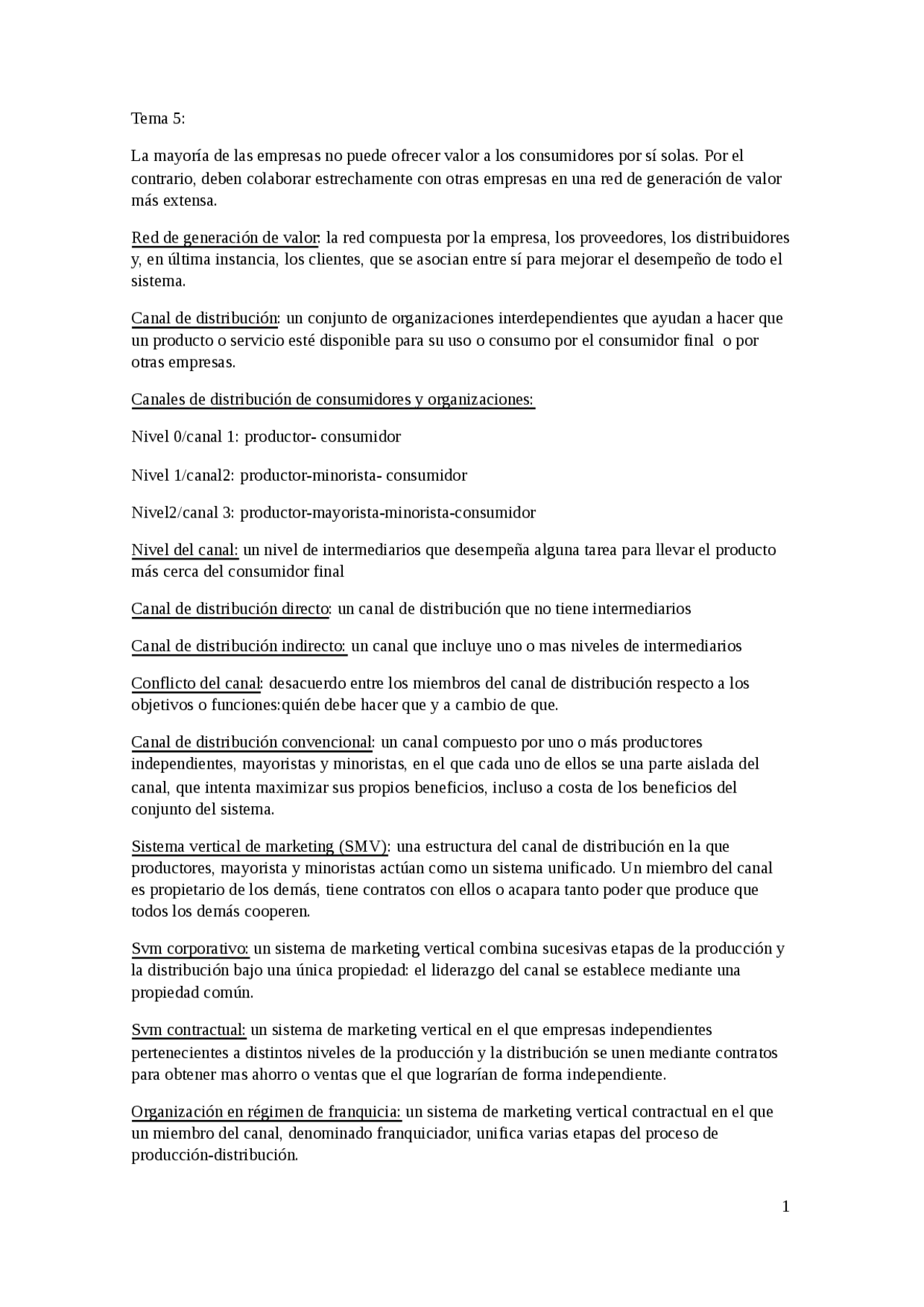 Conceptos temas 5 y 6 - Apuntes de Administración de Empresas - Docsity