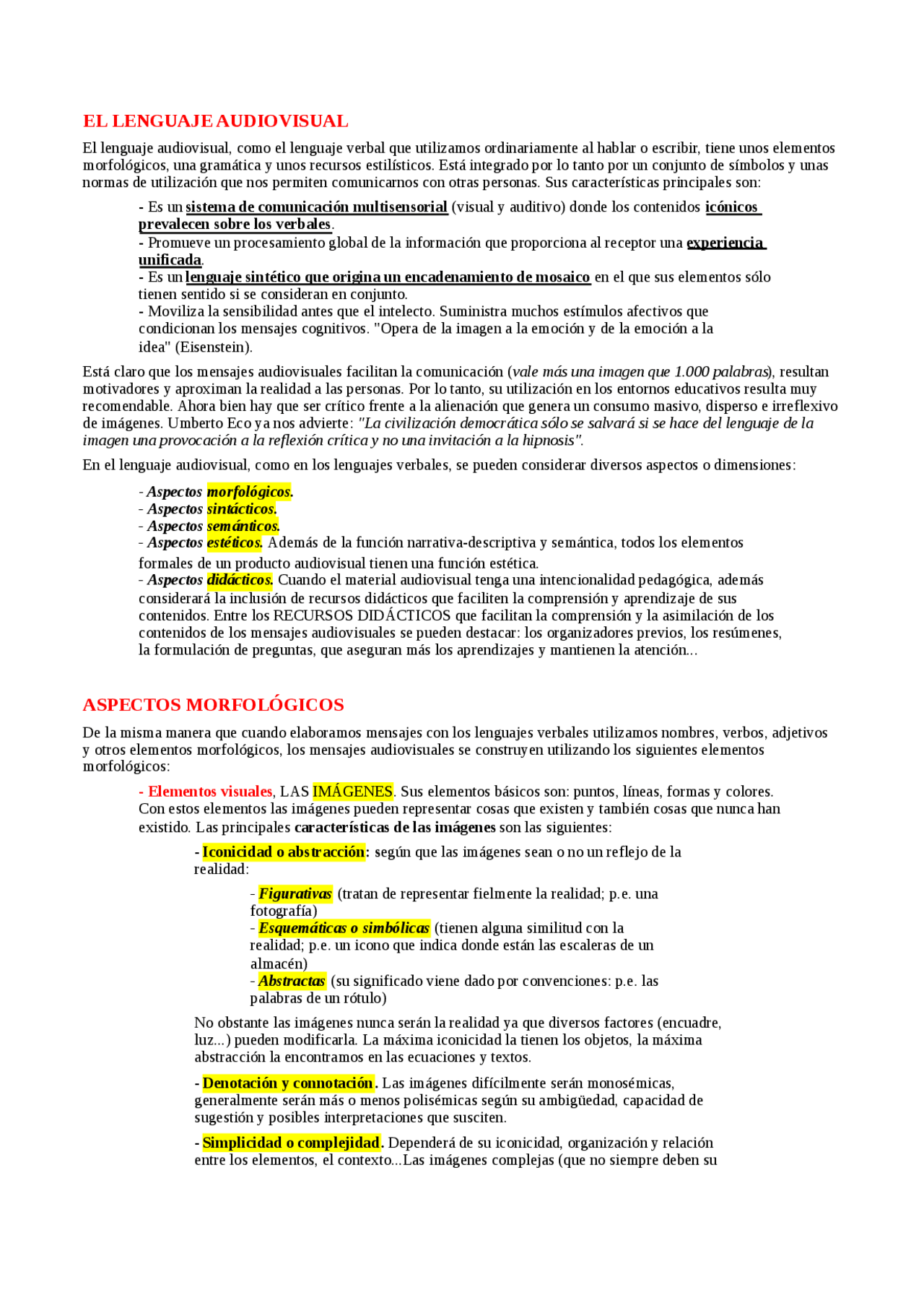 Lenguaje audiovisual - Apuntes de Periodismo | Docsity