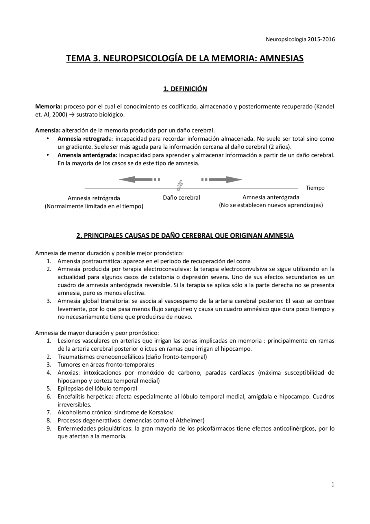 Resumen Tema 3 Amnesias Res menes De Neurociencia Docsity