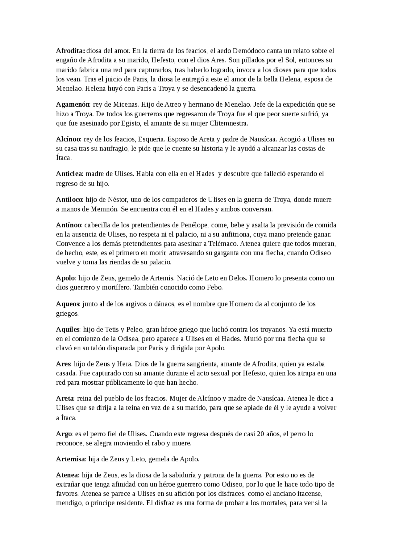 Personajes De La Odisea Apuntes De Literatura Espanola Docsity