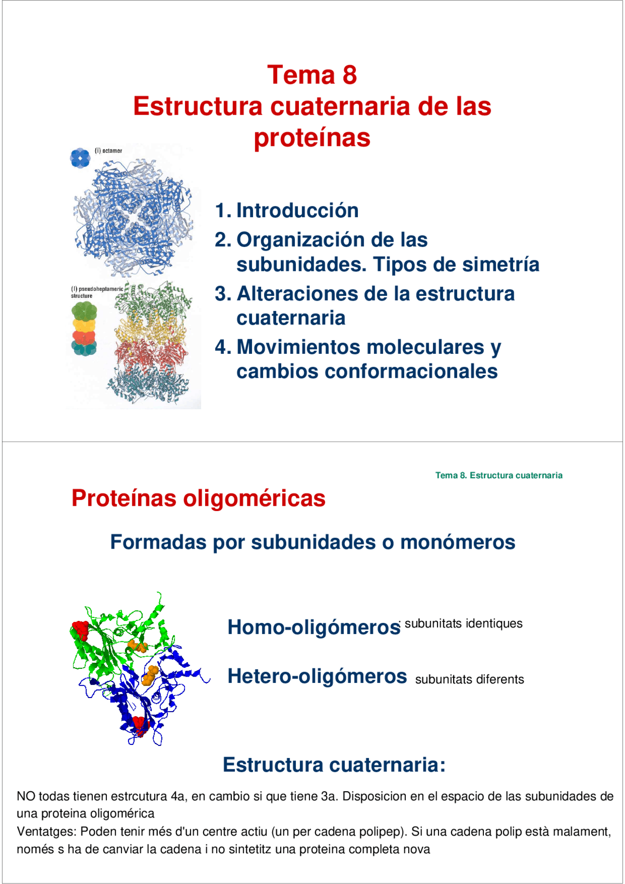 Tema 8 Estructura cuaternaria de las proteínas Apuntes de Bioquímica Docsity Tema 8 Estructura cuaternaria de las proteínas Apuntes de Bioquímica Docsity