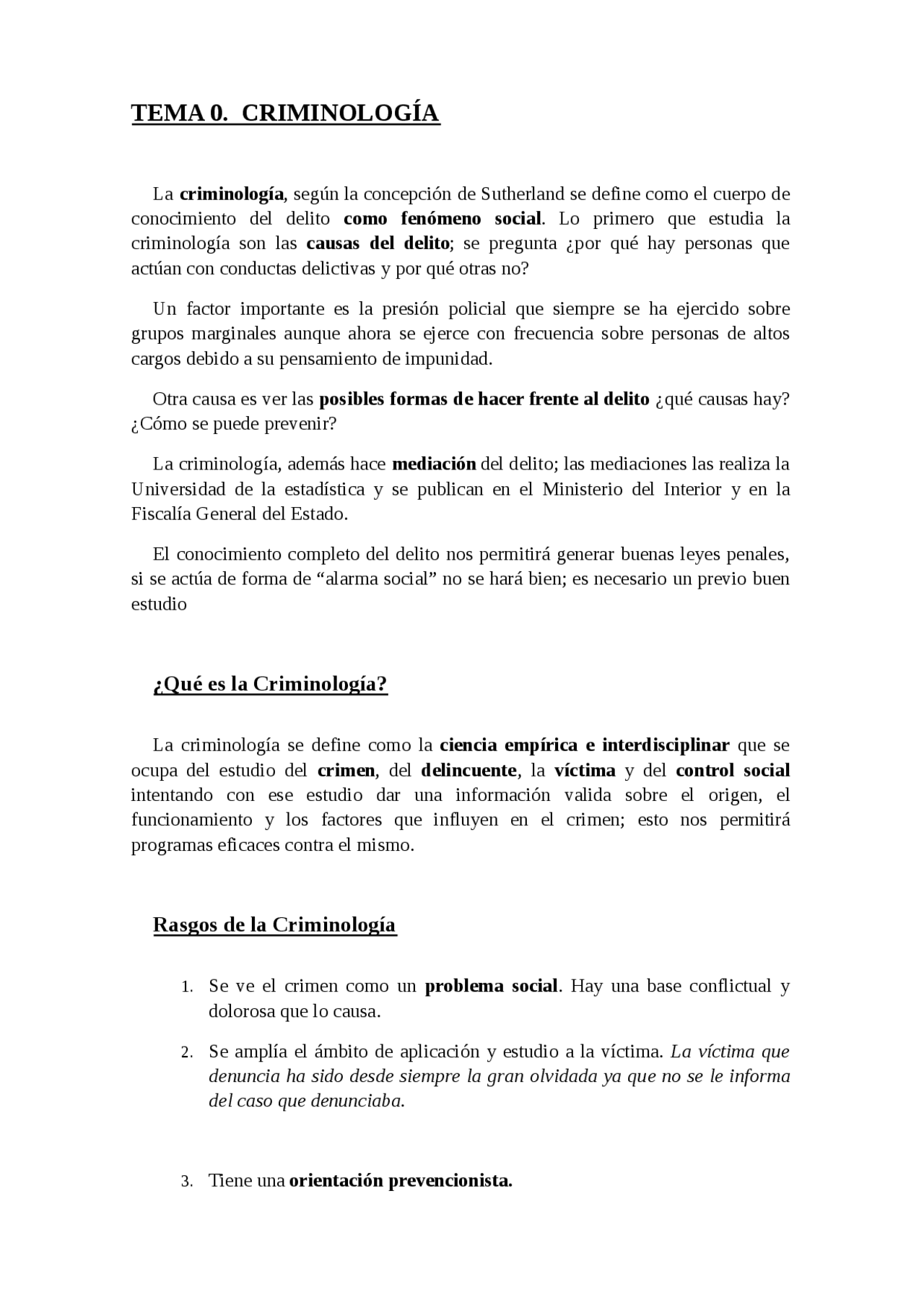 Criminología tema 1 - Apuntes de Criminología - Docsity