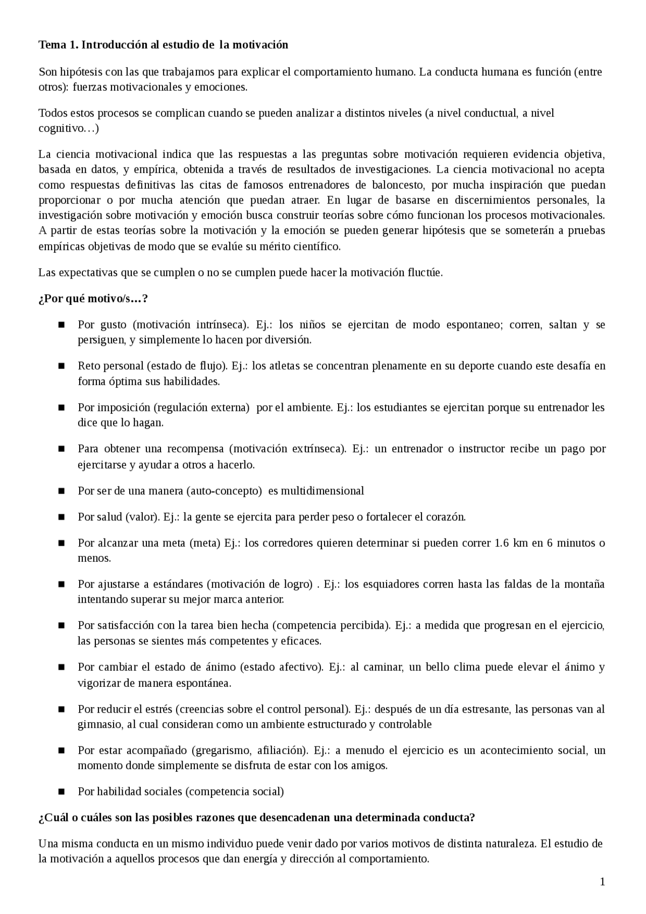 Tema 1. Introducción al estudio de la motivación Son hipó - Apuntes de ...