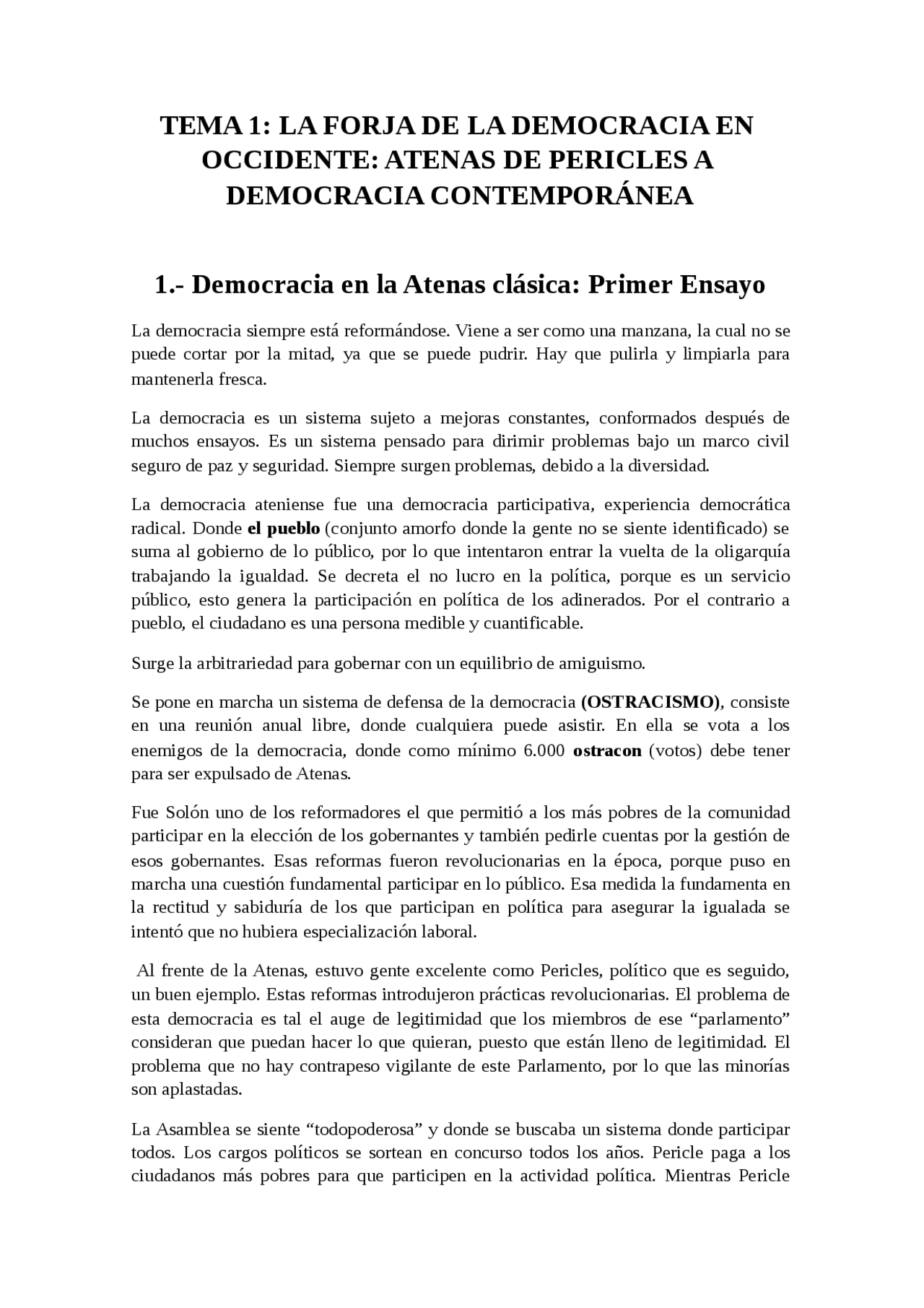 TEMA 1: LA FORJA DE LA DEMOCRACIA EN OCCIDENTE: ATENAS DE PERICLES ...