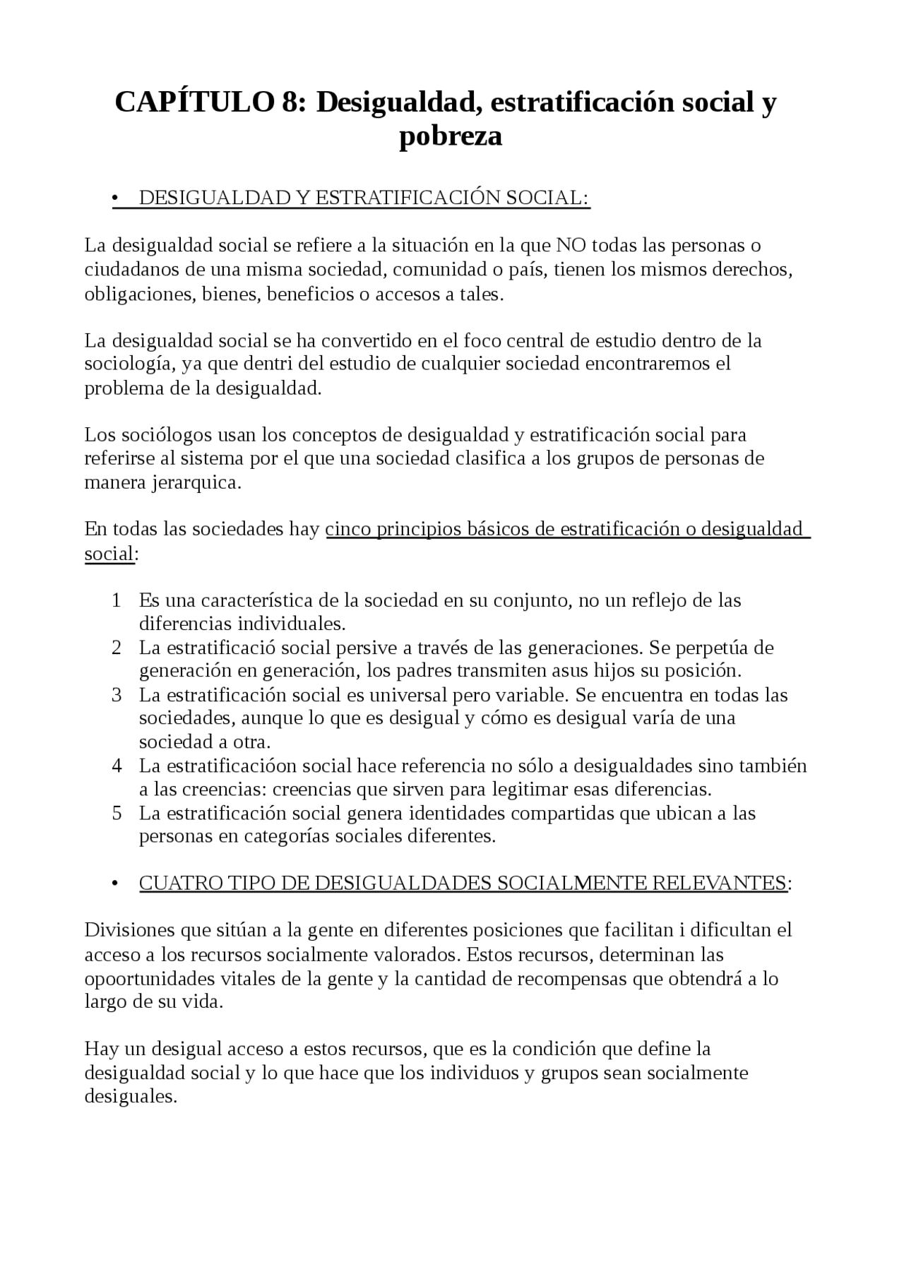 CAPÍTULO 8: Desigualdad, estratificación social y pobreza - Apuntes de ...