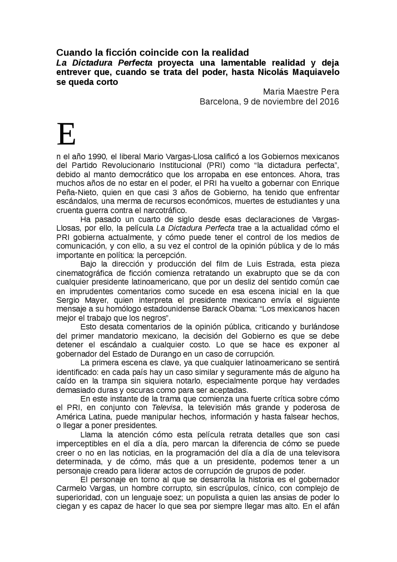 La Dictadura Perfecta Apuntes De Publicidad Y Promocion Docsity