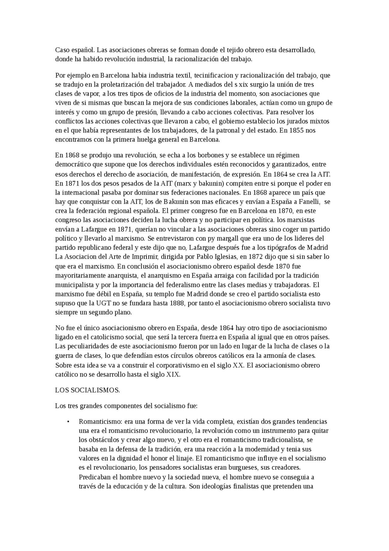 Las asociaciones obreras y el caso español Apuntes de Historia Social