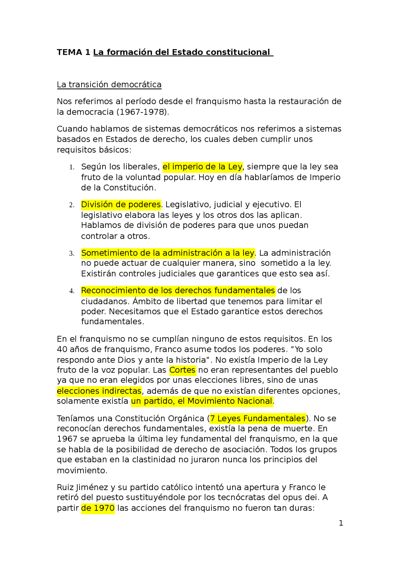 TEMA 1 La formación del Estado constitucional La transici - Apuntes de ...