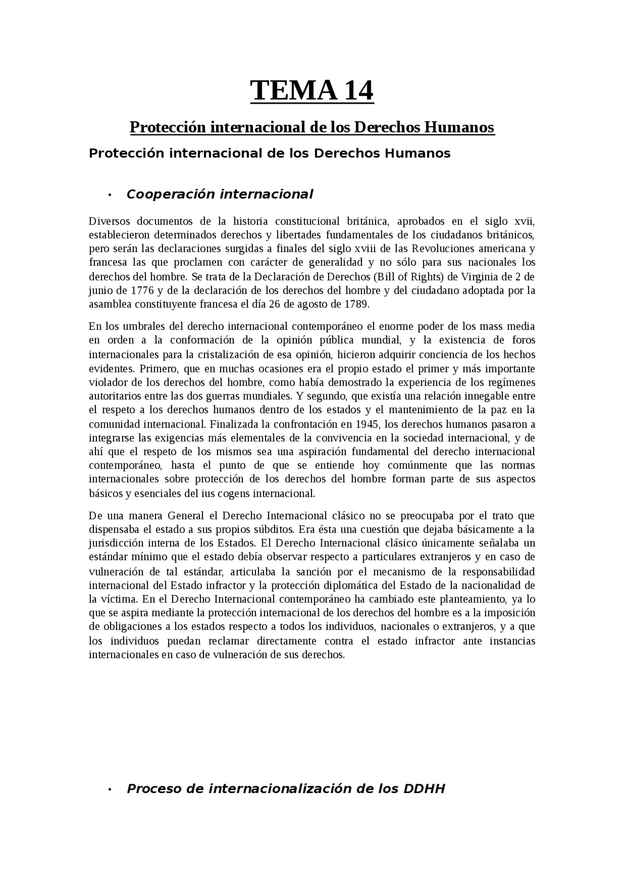 TEMA 14 Protección internacional de los Derechos Humanos - Apuntes de ...