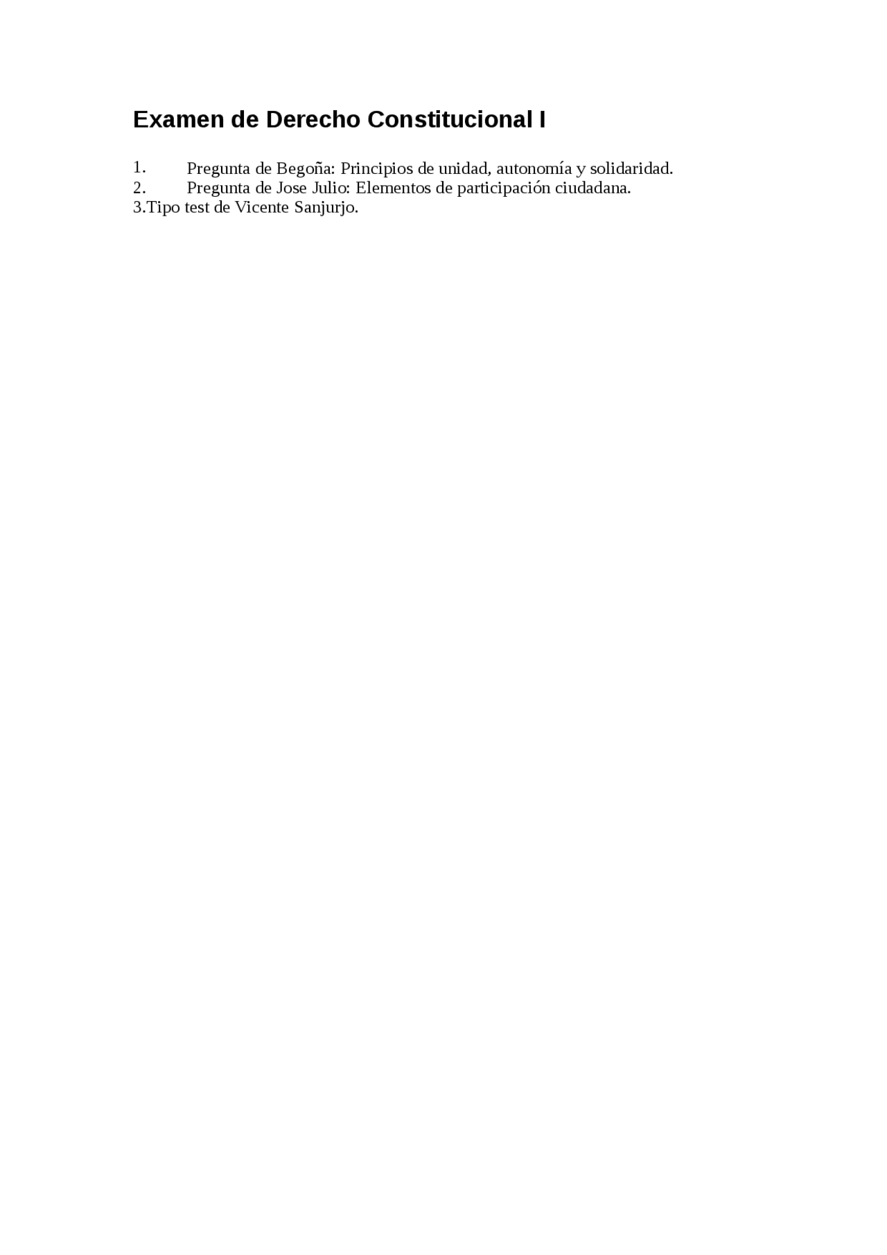 Examen de Derecho Constitucional I. - Exámenes de Derecho ...