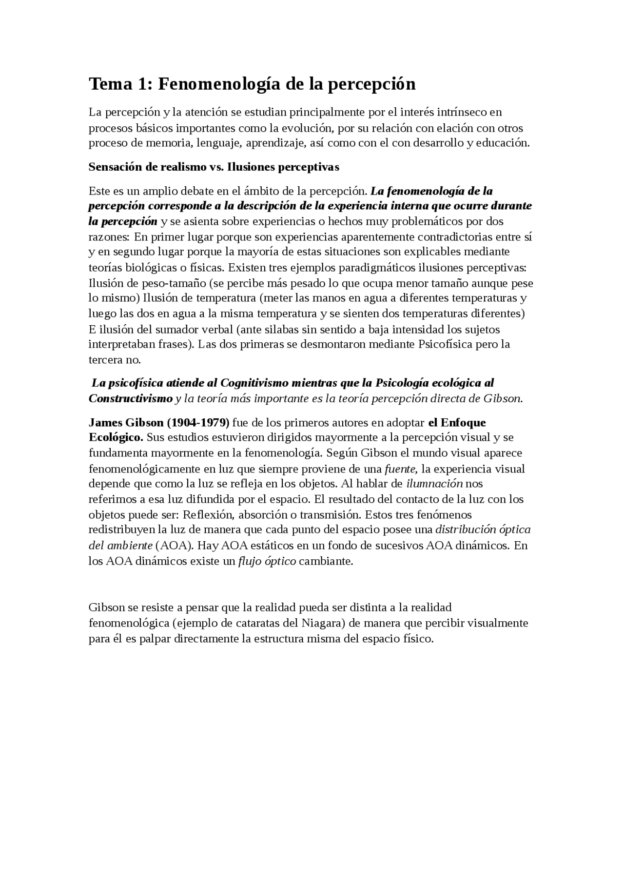 Fenomenología de la percepción Apuntes de Psicología Docsity