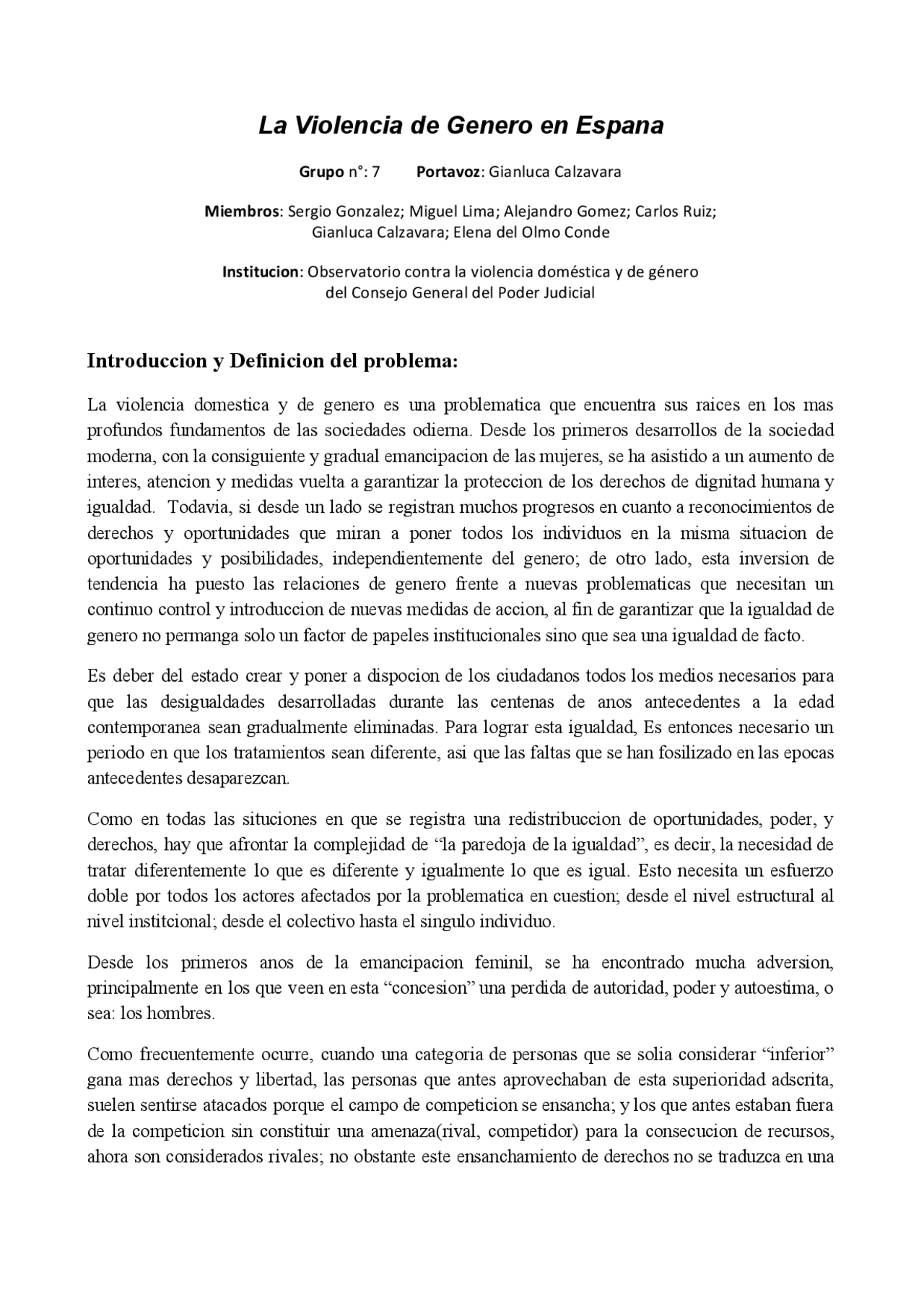 Violencia de género - Apuntes de Ciencia de la administración | Docsity