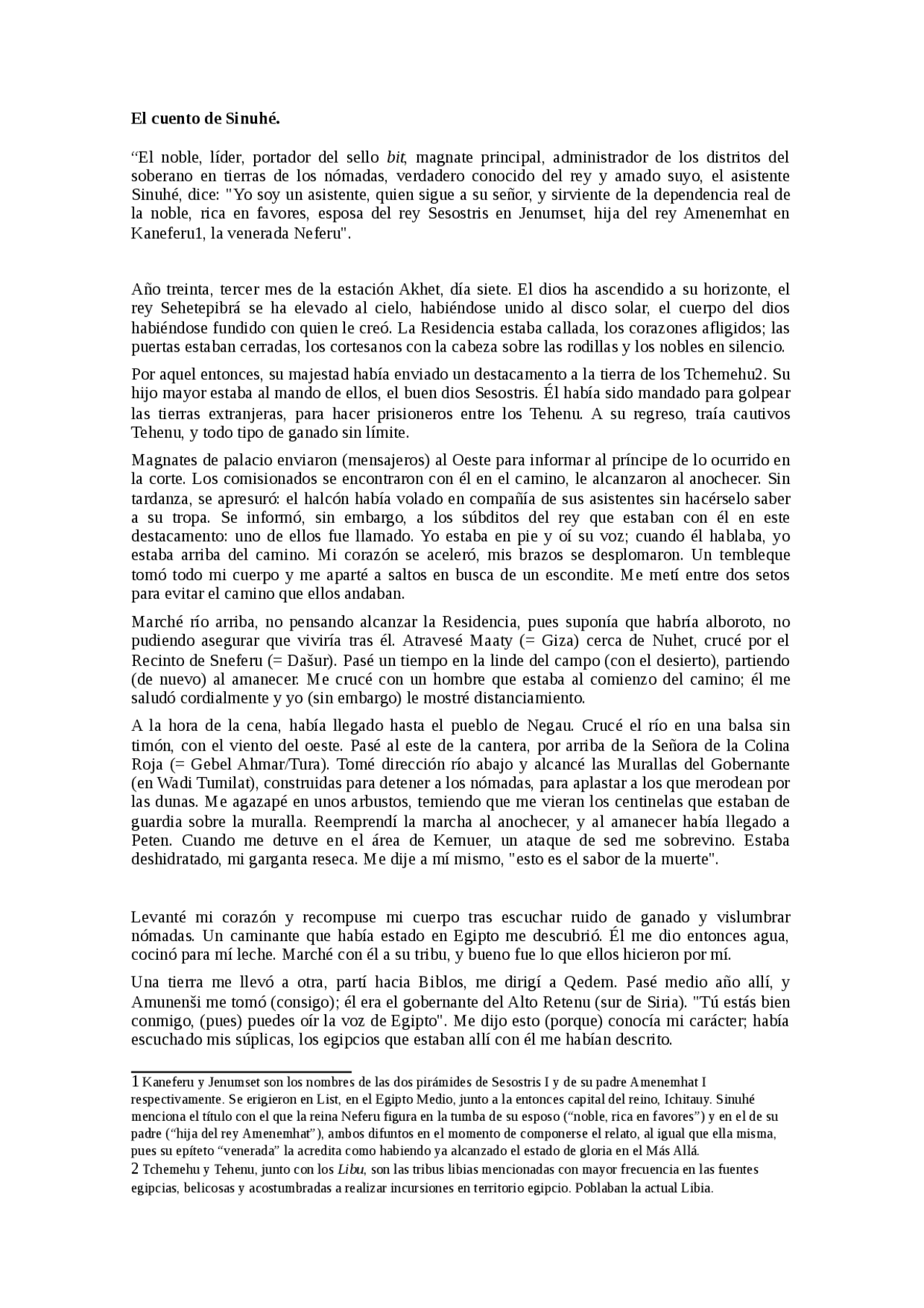 El Cuento De Sinuhe Apuntes De Historia Docsity