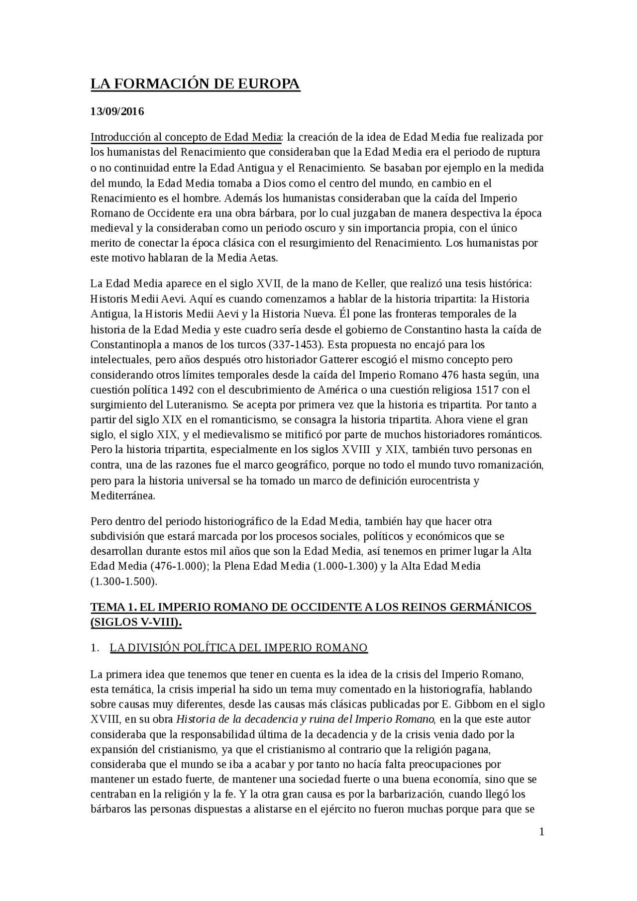 La crisis del Imperio Romano y la formación de Europa en la Edad Media ...