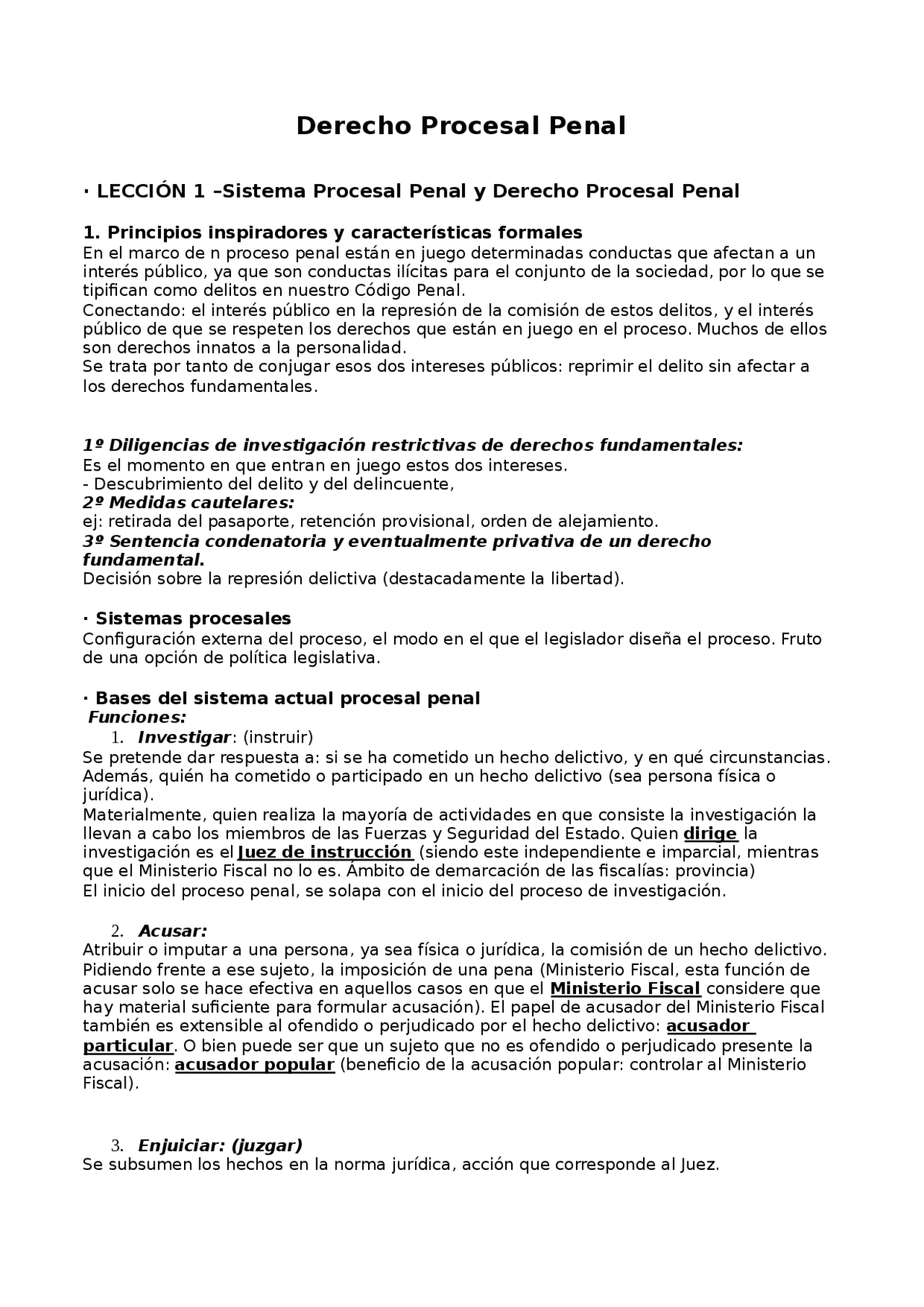 Apuntes Dº Procesal Penal - Apuntes de Derecho Procesal Penal - Docsity