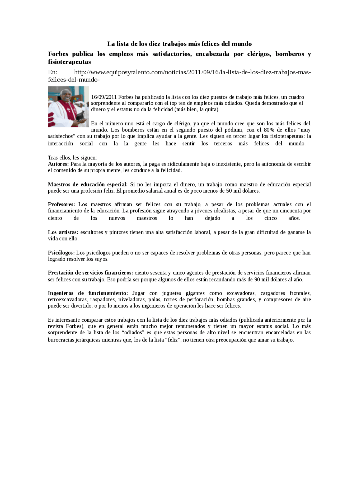 Diez trabajos más felices del mundo - Guías, Proyectos, Investigaciones ...