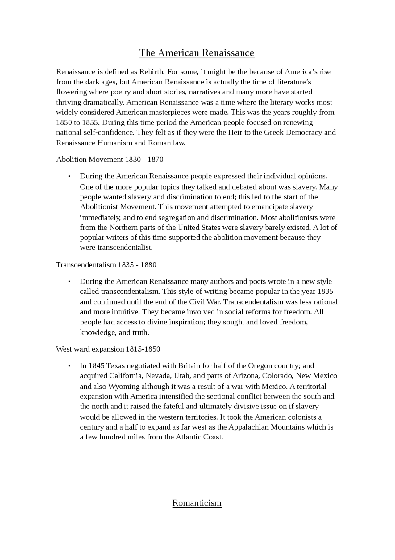 American Renaissance, Emerson, Hawthorne, Poe, Melville - Apuntes de ...