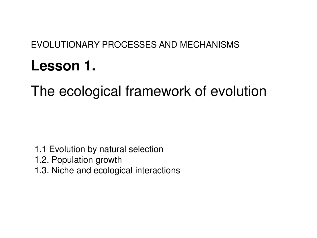 Lesson 1 The ecological framework of evolution - Exámenes de Biología ...