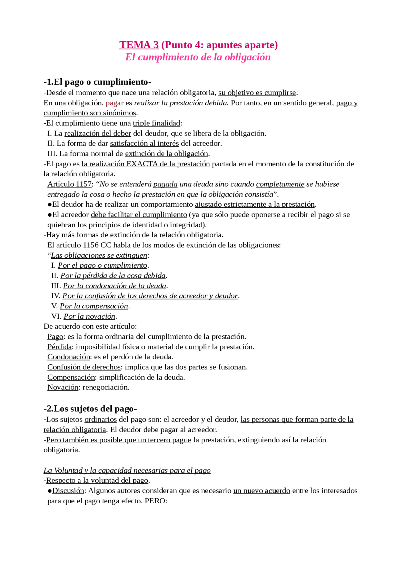 TEMA 3 (Punto 4: apuntes aparte El cumplimiento de la obliga - Apuntes ...