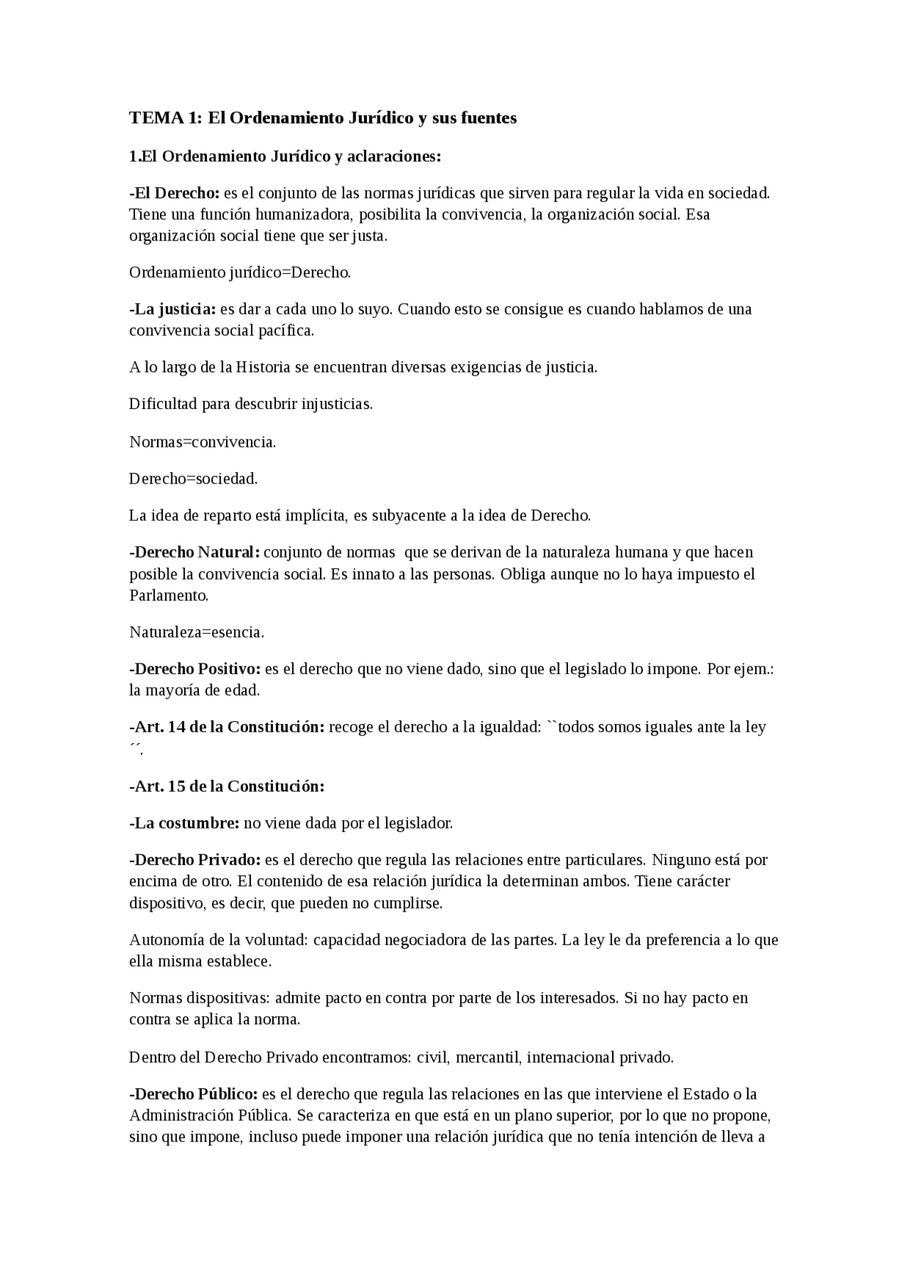 TEMA 1: El Ordenamiento Jurídico y sus fuentes - Apuntes de Derecho ...