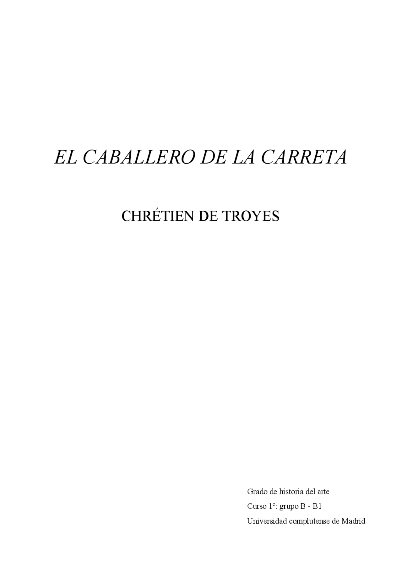Analisis De El Caballero De La Carreta Apuntes De Historia Del Arte Docsity