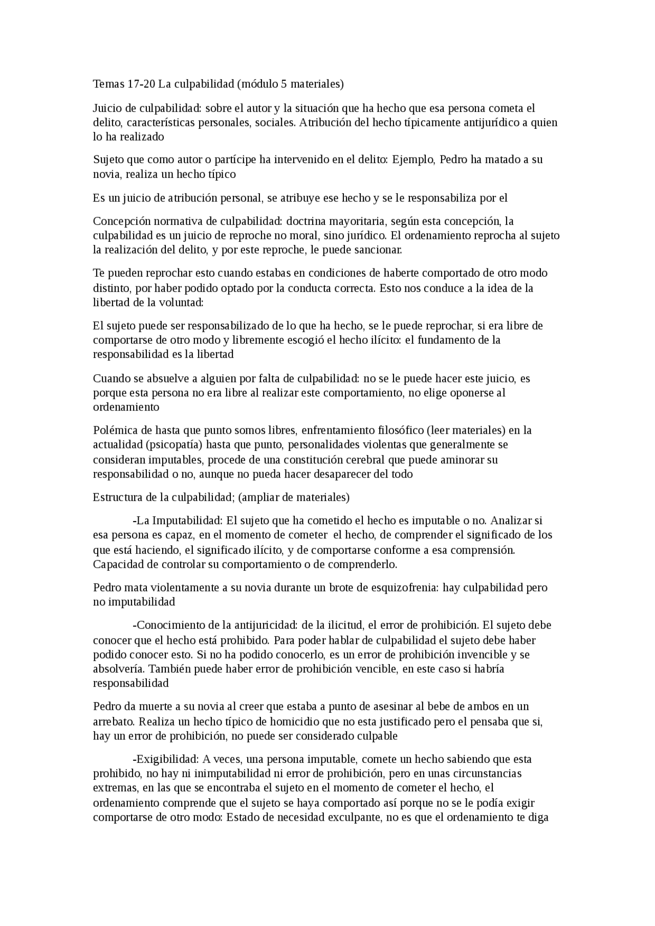 Culpabil Temas 17-20 La culpabilidad (módulo 5 materiales)Juicio de culpabil ...