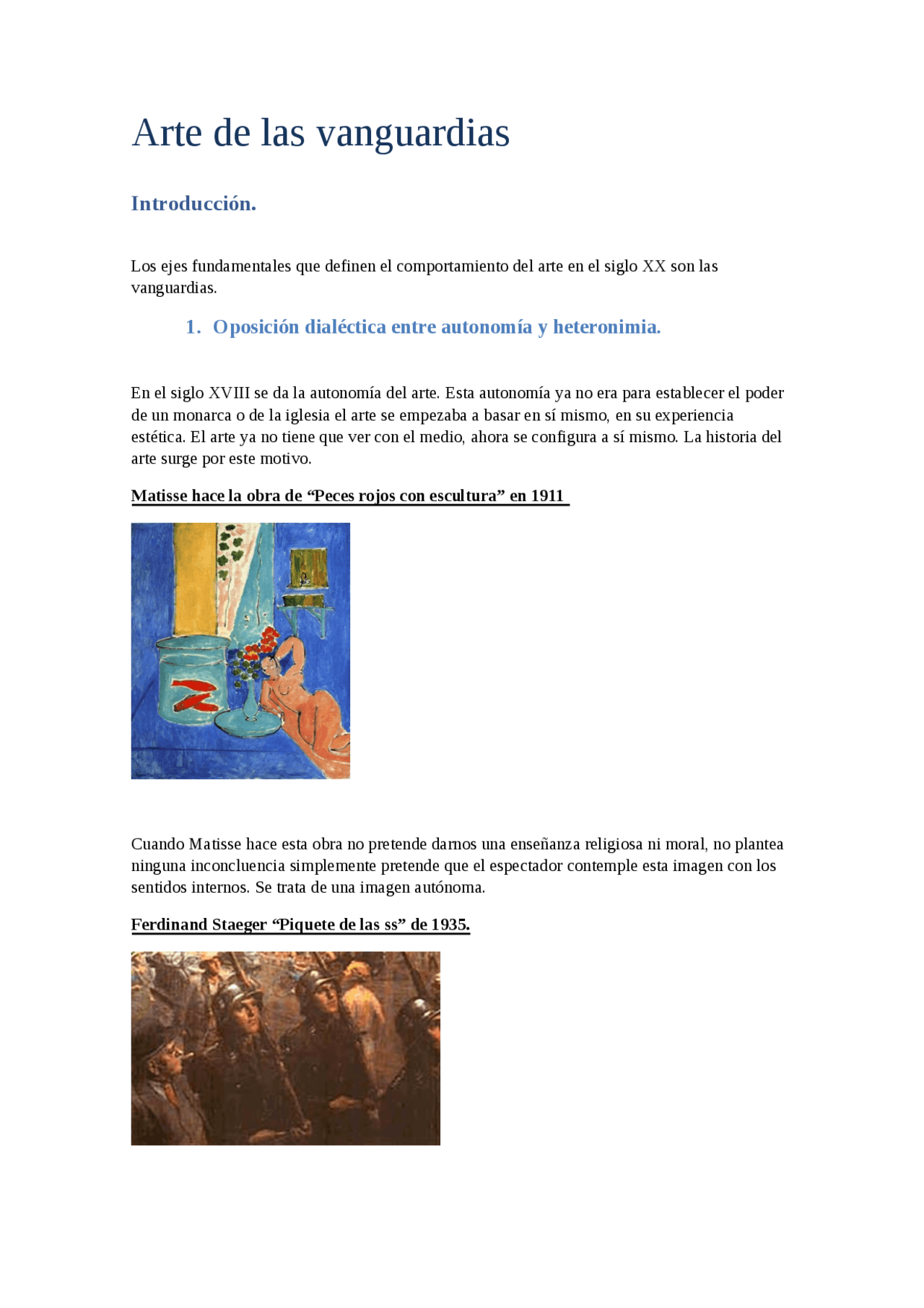 Arte de las vanguardias I parte - Apuntes de Historia del Arte - Docsity