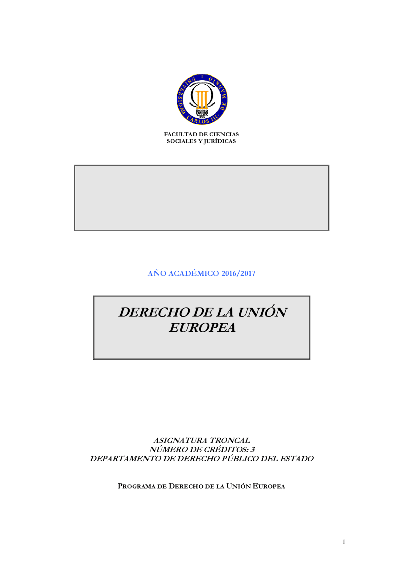 Programa europeo - Apuntes de Derecho de la Unión Europea - Docsity