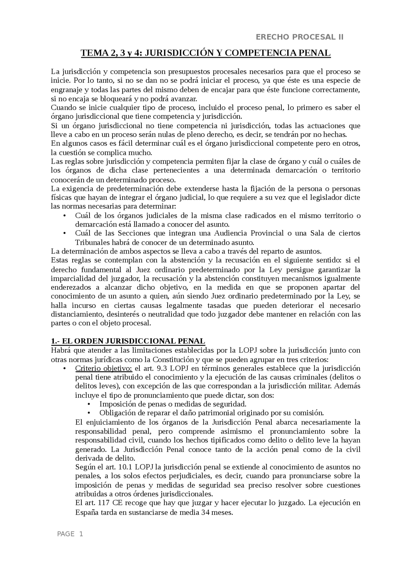 JURISDICCIÓN Y COMPETENCIA PENAL - Apuntes de Derecho Procesal Penal ...