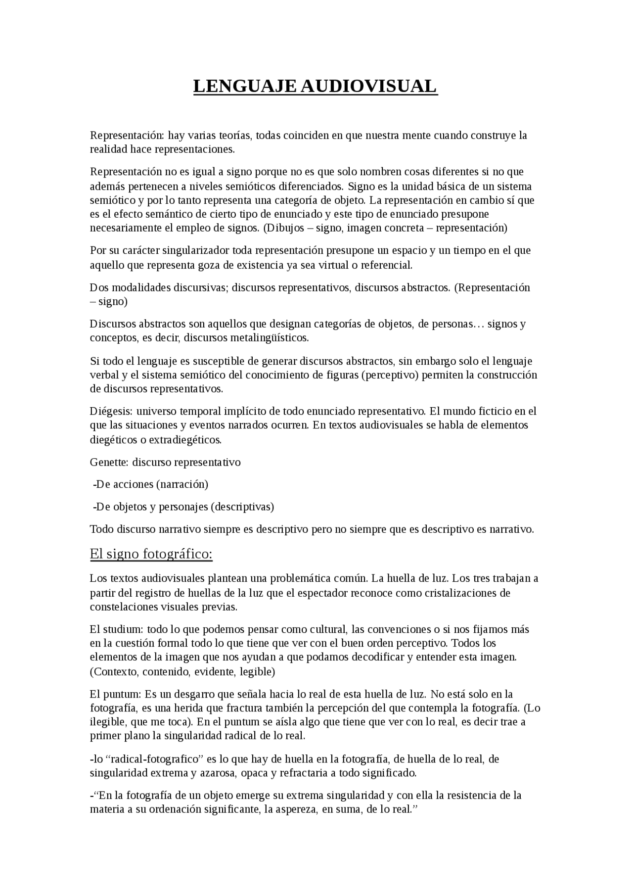 Lenguaje audiovisual - Apuntes de Comunicación Audiovisual - Docsity