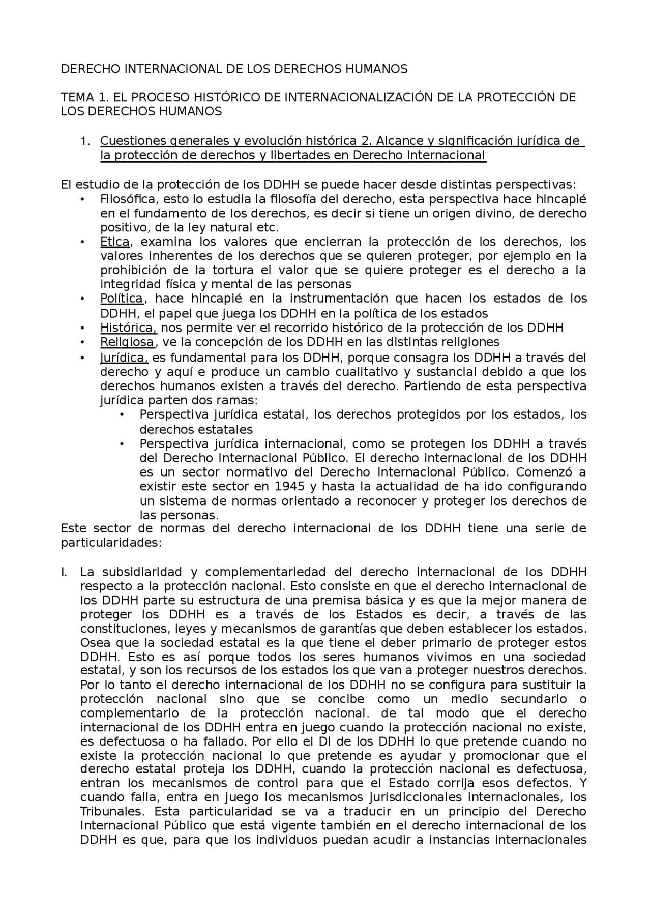 DERECHO INTERNACIONAL DE LOS DERECHOS HUMANOSTEMA 1. EL PROCESO H ...